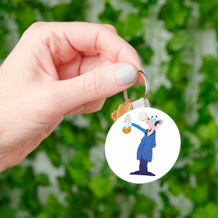 Gekke wetenschapper met bekerglas Fun wetenschap Sleutelhanger