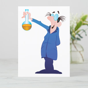 Gekke Wetenschapper met Bekerglas Plezierige Weten Kaart