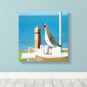 Gekke zeemeeuw canvas afdruk (Insitu (Houten vloer))