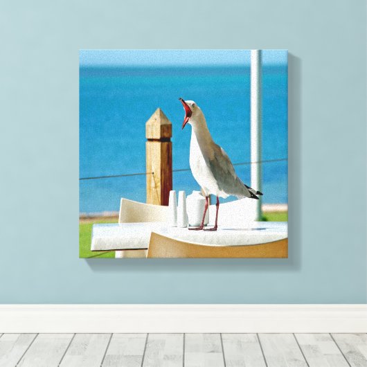 Gekke zeemeeuw canvas afdruk (Insitu (Houten vloer))