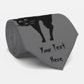 gekke zwarte kat met gekerfd achterhalloween stropdas (Opgerold)