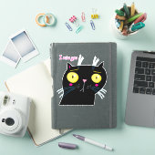 gekke zwarte kat sticker (iPad Cover)