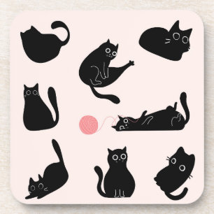 Gekke zwarte katten bier onderzetter