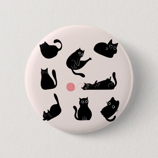 Gekke zwarte katten ronde button 5,7 cm (Voorkant)