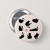 Gekke zwarte katten ronde button 5,7 cm (Voorkant /achterkant)