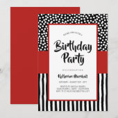 Gekke zwarte, witte en rode verjaardag kaart (Voorkant / Achterkant)