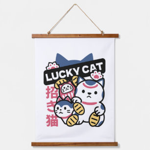 Gekko Kat Maneki Neko – Japanse Gelukskat Hangend Wandkleed