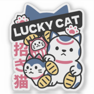 Gekko Maneki Neko – Japanse Gelukskat Sticker