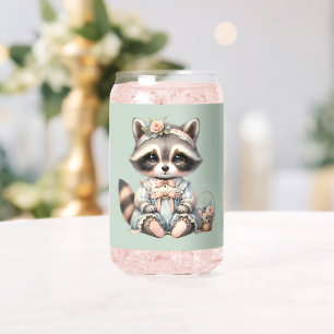 geklede Cottagecore Raccoon Pastel Blikvorm Glas