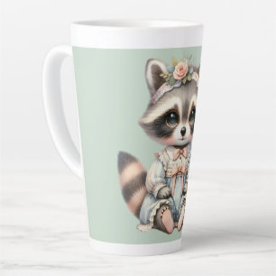  geklede Cottagecore Raccoon Pastel Latte Mok