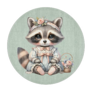 geklede Cottagecore Raccoon Pastel Snijplank