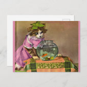 geklede kat en viskuit briefkaart (Voorkant / Achterkant)