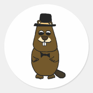 Gekleed Groundhog Ronde Sticker