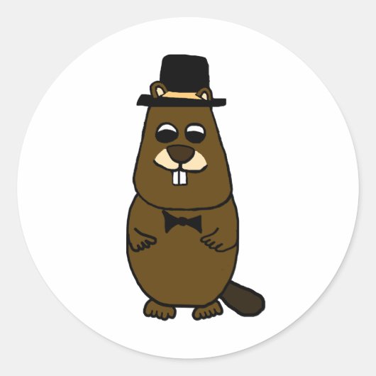 Gekleed Groundhog Ronde Sticker (Voorkant)