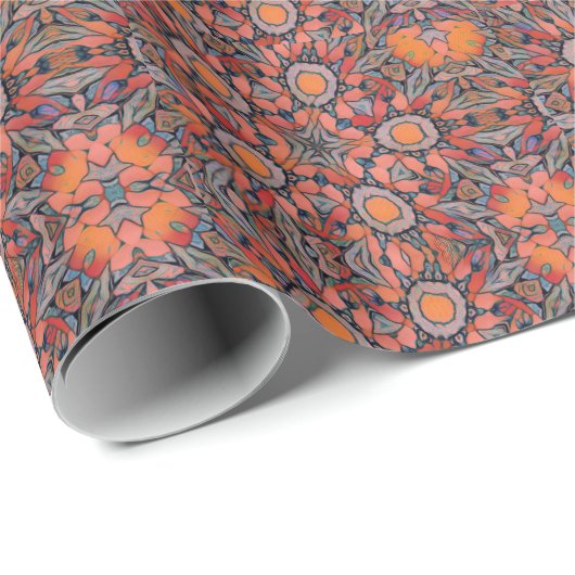 gekleurd glas abstract geometrisch rood roze grijs cadeaupapier (Rol Hoek)