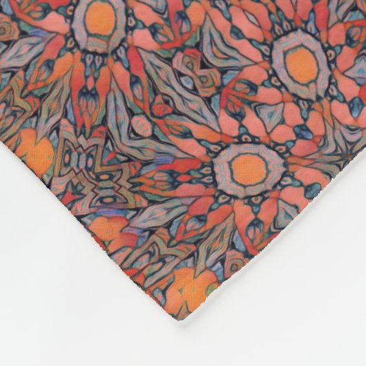 gekleurd glas abstract geometrisch rood roze grijs fleece deken (Hoek)