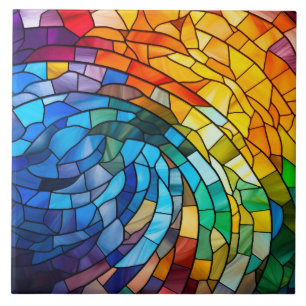Gekleurd Glas-in-lood Tegeltje