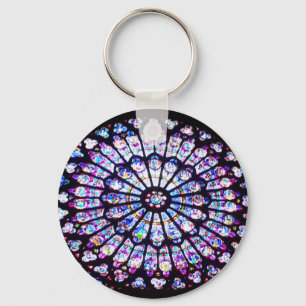 Gekleurd glas van Notre Dame van Parijs - het vens Sleutelhanger