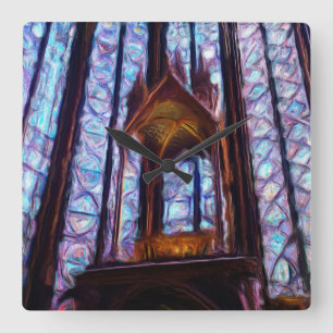 Gekleurd glas van sainte-Chapelle in Parijs - Olie Vierkante Klok