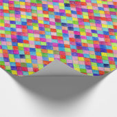 Gekleurd in Graph Paper Squares - Diagonaal gesche Cadeaupapier (Hoek)