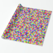 Gekleurd in Graph Paper Squares - Diagonaal gesche Cadeaupapier (Uitgerold)