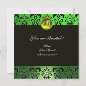 GEKLEURD IN GROEN, GEEL, ZWARTE DAMASKMONOGRAM Gem Kaart (Achterkant)