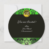 GEKLEURD IN GROEN, GEEL, ZWARTE DAMASKMONOGRAM Gem Kaart (Achterkant)