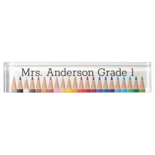 Gekleurd Potlood Rainbow Personaliseer Bureau Naam Naambordje