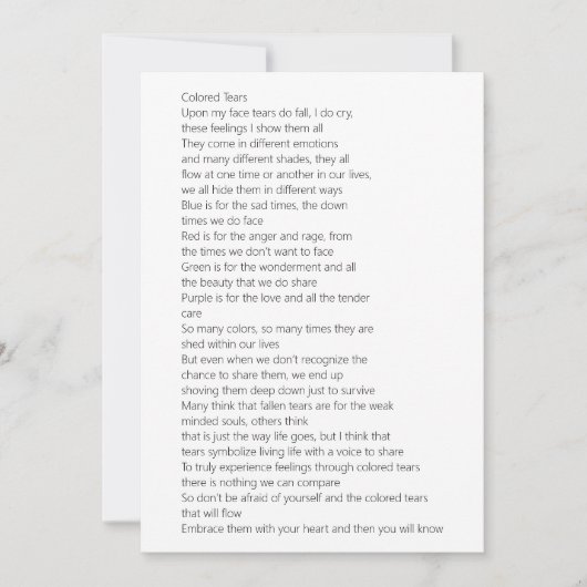 gekleurd tranen gedicht kaart (Voorkant)