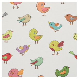 Gekleurd Vogel Cartoon Patroon Gedrukt Stof