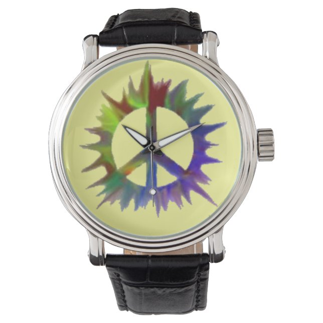 gekleurd vredessymbool horloge (Voorkant)