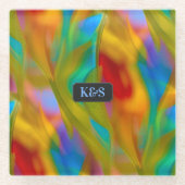 Gekleurd Vuur - Flame Look Glass - monogrammen / n Glazen Onderzetter (Voorkant)