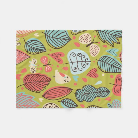 Gekleurde bladeren fleece deken (Voorkant (Horizontaal))