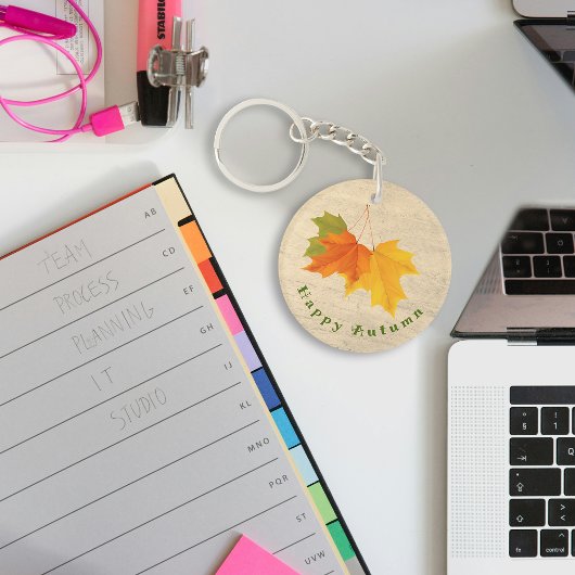 Gekleurde bladeren herfst Sleutelhanger