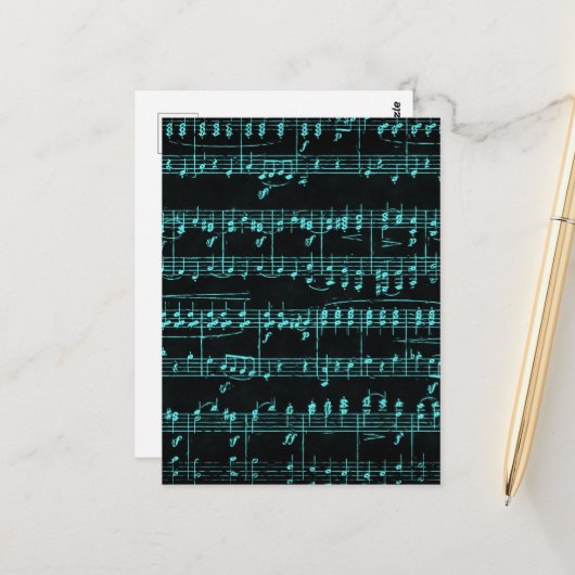 Gekleurde bladmuziek briefkaart (Voorkant / Achterkant in situ)