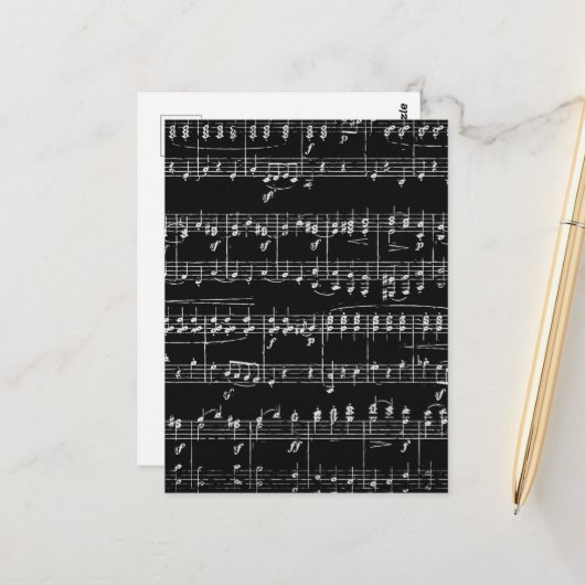 Gekleurde bladmuziek briefkaart (Voorkant / Achterkant in situ)