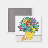 gekleurde bloemen magneet (Voorkant / Achterkant)