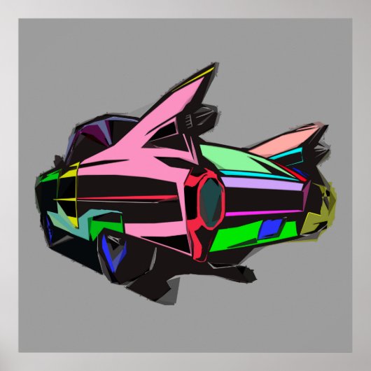 gekleurde cadillac poster (Voorkant)