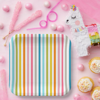 Gekleurde Candy Strepen Papieren Bordje