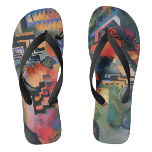 Gekleurde compositie door August Macke, Vintage Ku Teenslippers
