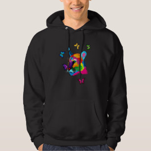 Gekleurde Cougar Kleurrijke Berg Leeuw Kat Butterf Hoodie