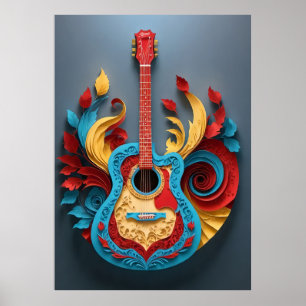 Gekleurde Fantasy Gitaar Poster