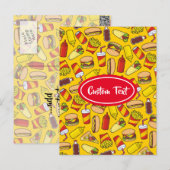Gekleurde Fast Food pictogrammen Patroon Briefkaart (Voorkant / Achterkant)
