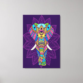 Gekleurde Fine Art Styled Elephant Canvas Afdruk