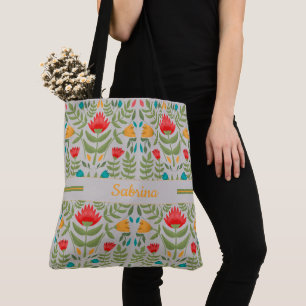 gekleurde Floral Monogrammed Canvas tas