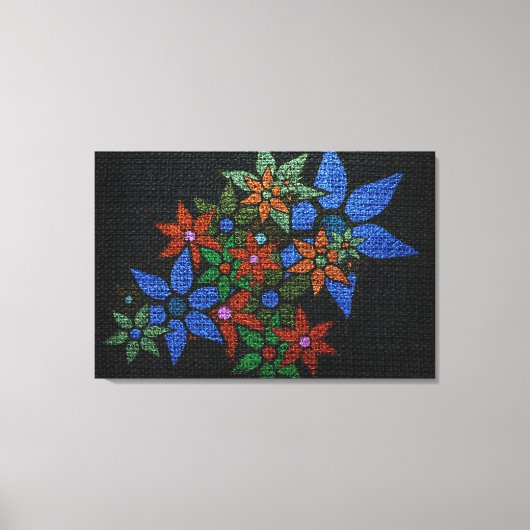 gekleurde Floral Pattern Burlap Rustic Jute Canvas Afdruk (Voorkant)