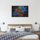 gekleurde Floral Pattern Burlap Rustic Jute Canvas Afdruk (Insitu (Slaapkamer))