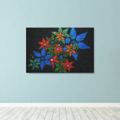 gekleurde Floral Pattern Burlap Rustic Jute Canvas Afdruk (Insitu (Houten vloer))