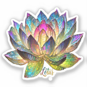 Gekleurde Glas-in-lood Lotos Bloem Sticker