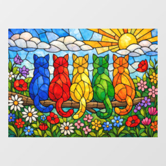 Gekleurde Glas Kat Huis Raam Sticker